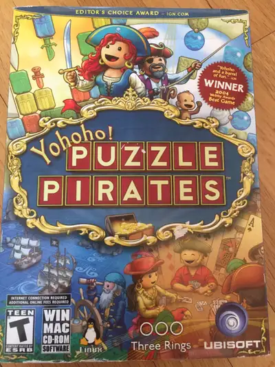 Puzzle Pirates computer game cd Windows 98/ME/2000/XP and Mac OS X 10.3 compatible New unopened box...