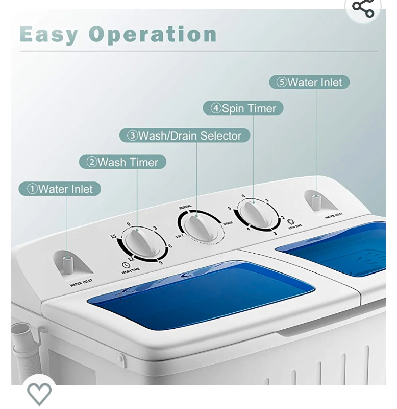 COSTWAY Portable Washing Machine, Twin Tub 20 Lbs Capacity Laveuses et sécheuses Ouest de l