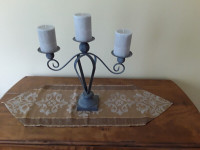 Heavy Candelabra metal holder with candles