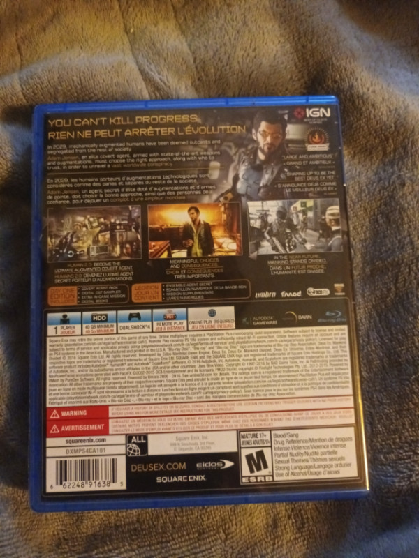 Deus Ex Mankind Divided PS4 in Sony Playstation 4 in Moncton - Image 3