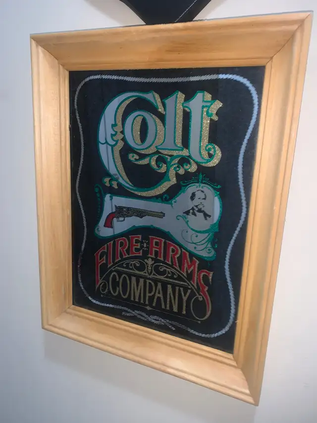 Vintage Colt Firearms company bar sign mirror excellentcondition in Arts & Collectibles in Calgary - Image 7