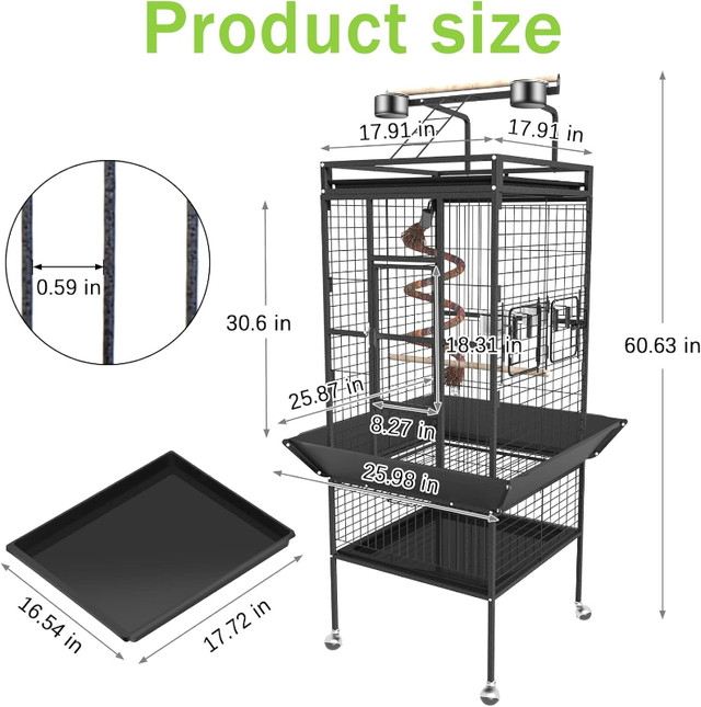 61'' Bird Cage, Bird Flight Cages with Rolling Stand in Birds for Rehoming in Calgary