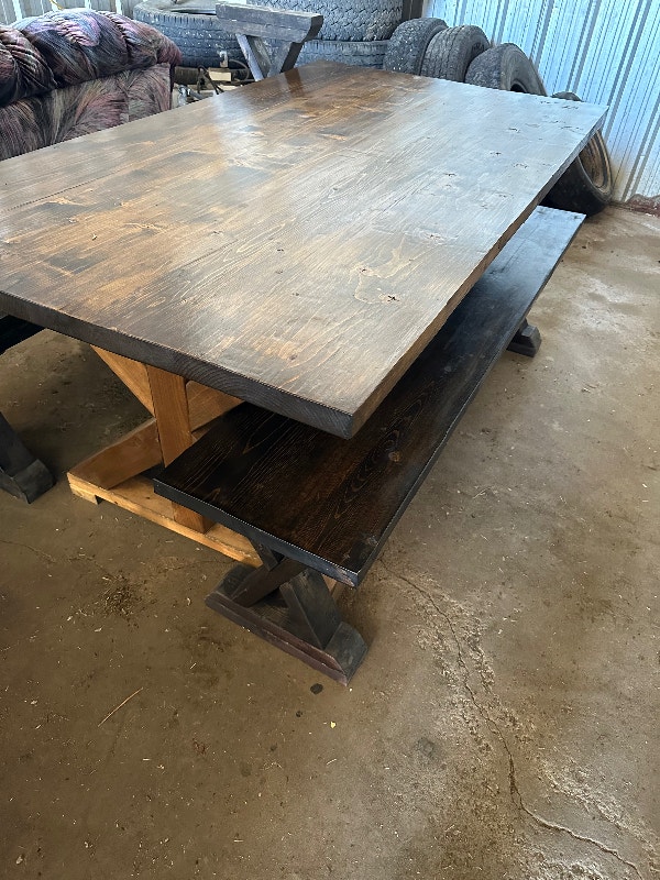 Handmade Wooden Dining Room Table W/ Bench seating Dining Tables