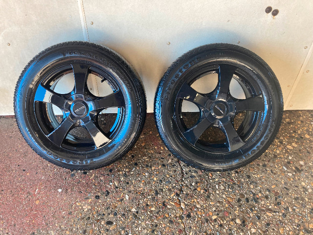 4 Black after market rims / tires , 15 inch in Tires & Rims in Saskatoon