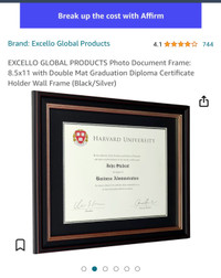New in Box! - Black and Silver Diploma/Document frame 