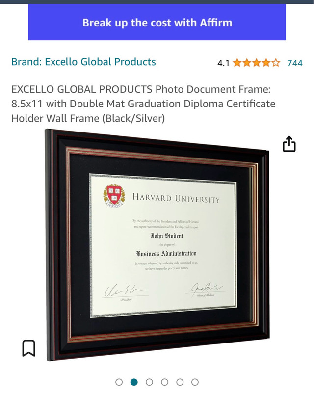 New in Box! - Black and Silver Diploma/Document frame  in Home Décor & Accents in St. Catharines