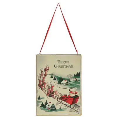 Santa Claus in Sleigh Metal Sign Wall Decor Christmas NEW MINT, View more