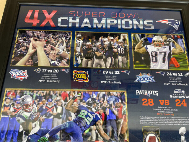 New England Patriots 4x Super Bowl Champions Large Framed Photo in Arts & Collectibles in Regina - Image 2