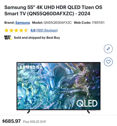 Samsung 55" QLED Smart TV, View more