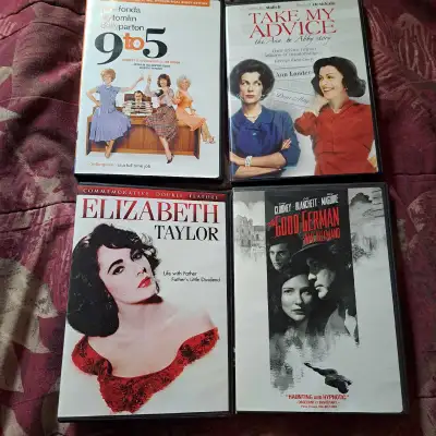 4 Old Dvd movies 9 to 5 with Jane fonda Lily tomlin and Dolly Parton. $5 Take my advice the Ann and...
