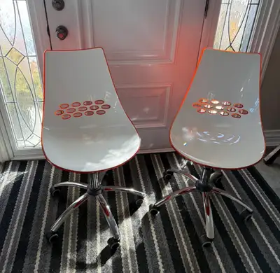 Pair of Calligaris Modern Orange & White Swivel Office Chairs, View more