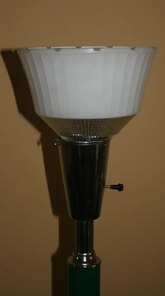 Vintage MCM Chrome and Wood Floor Lamp with Tulip Glass Shade in Indoor Lighting & Fans in City of Toronto - Image 5