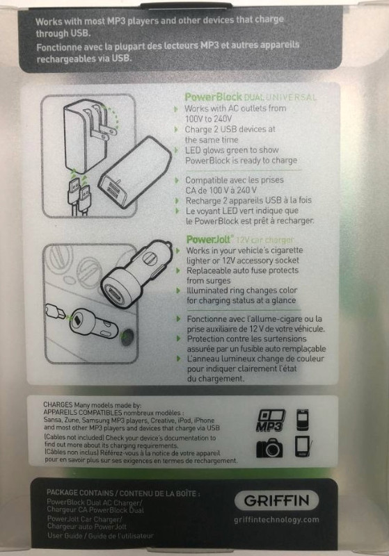 Griffin PowerDuo Universal USB Car Charger & Wall Charger NEW! in General Electronics in Markham / York Region - Image 3