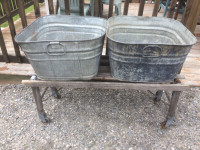 Antique 1923 Beatty Bros. Limited folding washtub stands & tubs