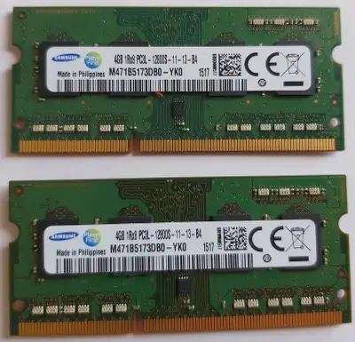 Like new, 4 and 8 GB DDR3 Laptop RAM Memory, Samsung and Hynix, View more