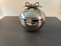 Vintage Silver Plated Trinket Box with Bow Sphere Ball Orb