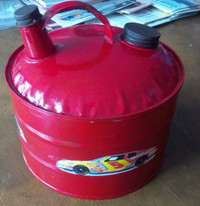 Metal Gas Can, Red, With Added Race Car Decals