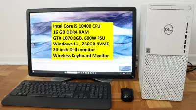 Core i5 10400, GTX 1070, 16GB, 24-inch Monitor-gaming desktop PC, View more