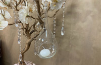 Glass hanging candle holder 6”