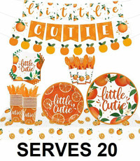 SERVICE FOR 20 BABY SHOWER TABLE WARE SET - LITTLE CUTIE - orang