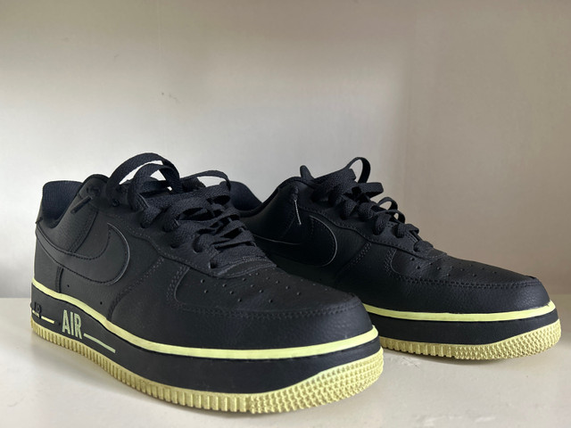 Nike Air Force 1 Black Leather Low Black Volt  in Men's Shoes in Cornwall - Image 3