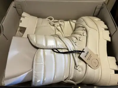 Brand New-Alta White Platform Boots - Size 8.5, View more