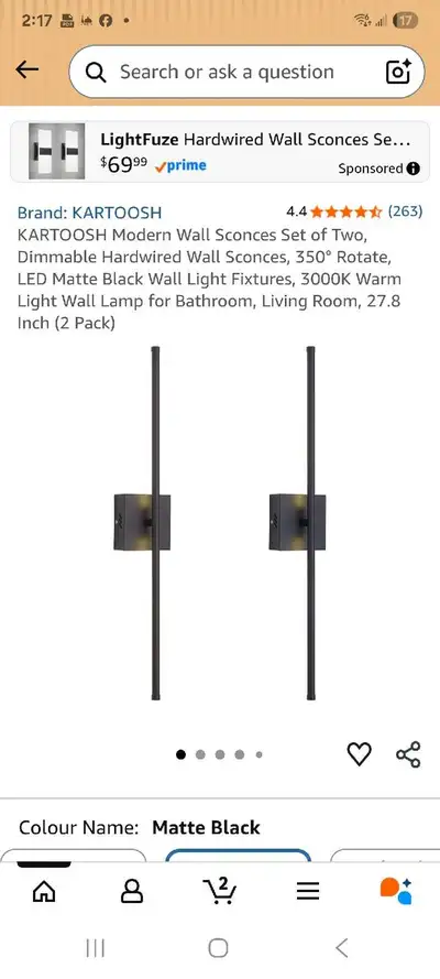 KARTOOSH Modern Wall Sconces Set of Two, View more