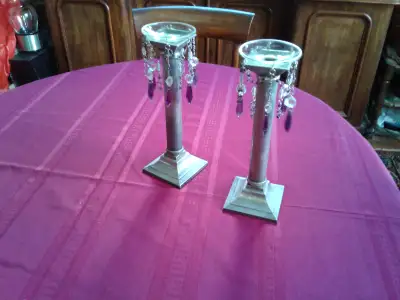 Vintage silver candlesticks, View more