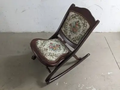 Vintage Victorian Wooden Folding Rocking Chair, View more