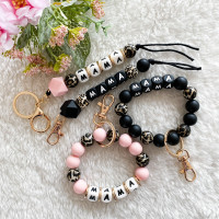 MAMA silicone beaded bracelet keychain