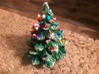 Vintage Green Ceramic Christmas tree with Lighted base