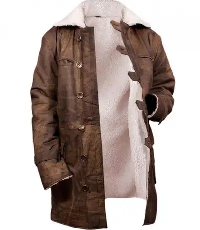Men’s Distressed Brown Winter Trench Coat, View more