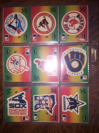 Complete set of 26 1983 Fleer baseball logo sticker cards