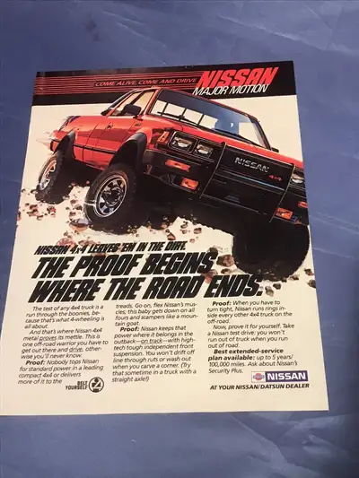 1985 Nissan 4X4 Truck Original Magazine Ad, View more