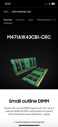 Samsung DDR4 12GB - 8 et 4 GB Memory  Laptop - Memoire Portable 