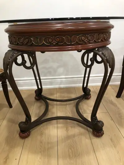 Elegant Traditional Round Glass-Top Table, View more