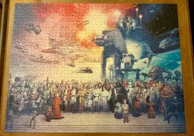 The Star Wars Ravensburger puzzle is 100% complete. Comes disassembled. The pieces are in excellent...