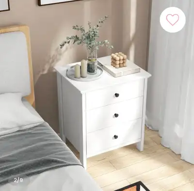 Three-Drawer White Side Table, View more