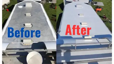 Trailer resealing and waterproof coating 500$ Materials included 10 year warranty 2 full coats 5 gal...