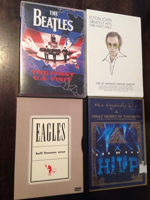 The Beatles The Eagles Elton John Tragically Hip Dvds lot EUC in CDs, DVDs & Blu-ray in Calgary