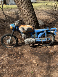 Old bike, gas tanks and parts