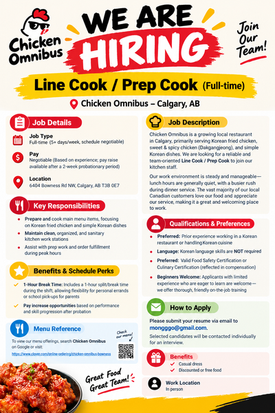 Hire Line Cook / Prep Cook (Full-time), View more
