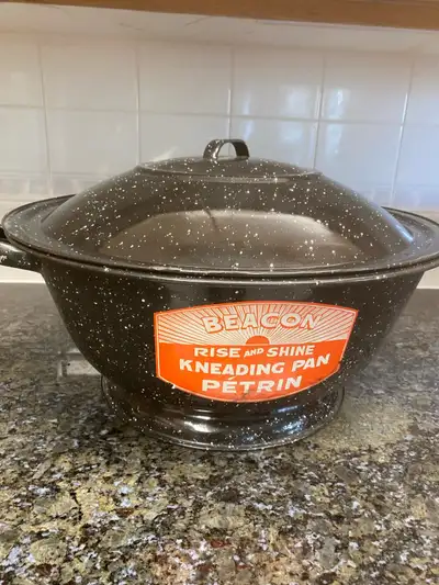 Very large enamel pan with lid, View more
