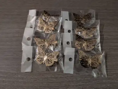 NEW: Women's Gold Butterfly Hair Clips - 8 Pack, View more
