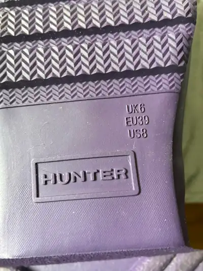 Dark purple Hunter rubber boots size 8. Asking $50.00 or best offer