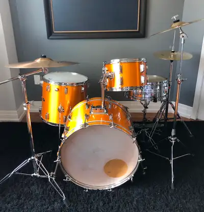 Vintage Stewart drum set — orange funk, View more