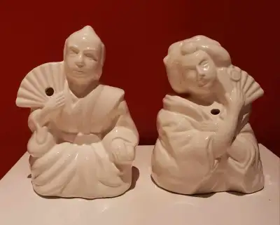 RareVintage articles de bar orchidées d’hawaii R-22 ensemble geisha et samouraï tiki mug