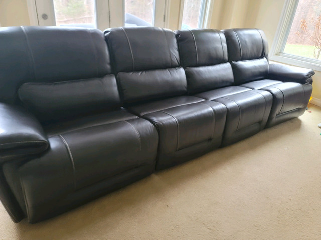 NEW GENUINE LEATHER    SOFA SET   WITH POWER RECLINERS/HEADRESTS in Couches & Futons in Mississauga / Peel Region - Image 4
