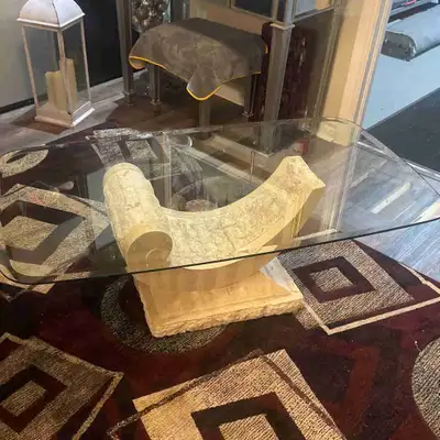 Stone Base Glass Coffee Table, View more