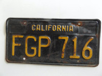ORIGINAL EX-RARE VINTAGE 1963 CALIFORNIA LICENSE PLATE FGP 716